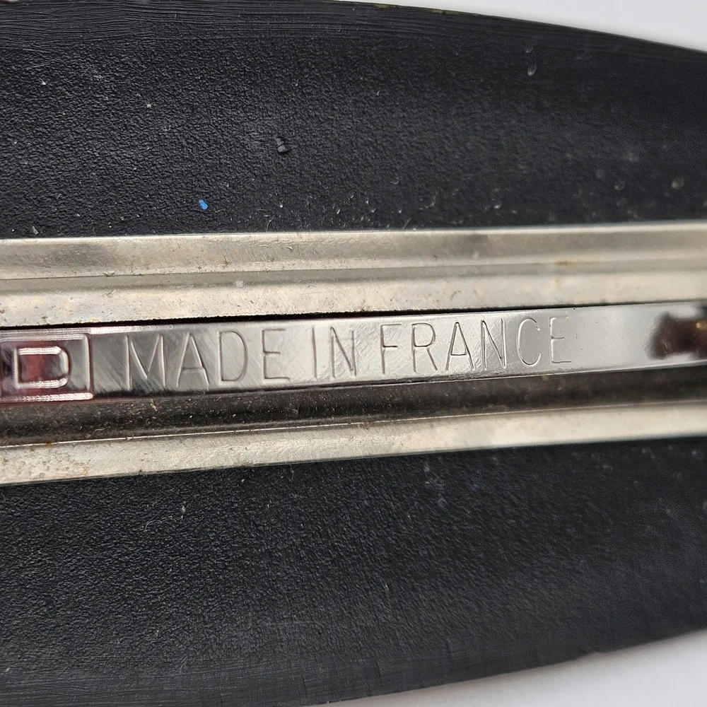 VINTAGE Southwestern Black Lucite Plastic Hair French Barrette Made in France
